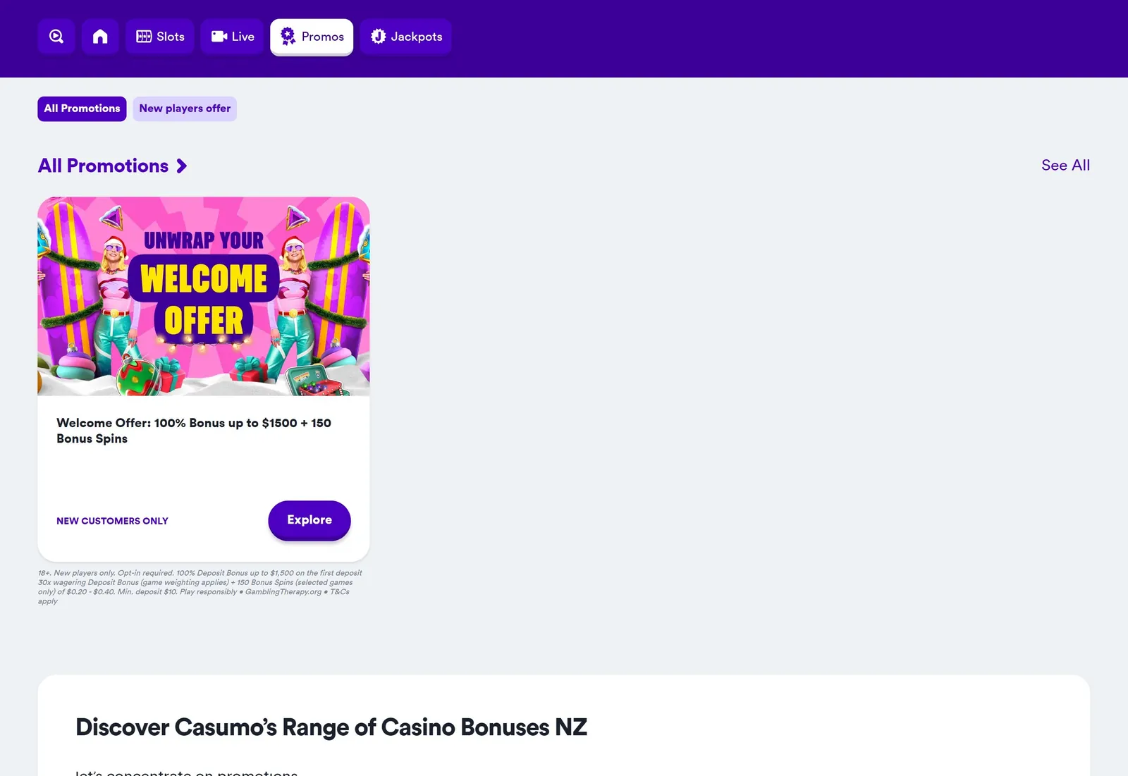 Casumo bonus FAQ and footer with Play Okay responsible gaming links