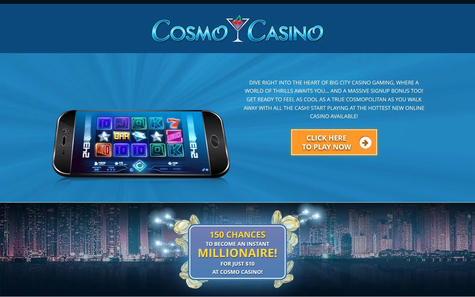 Cosmo Casino mobile casino on a smartphone