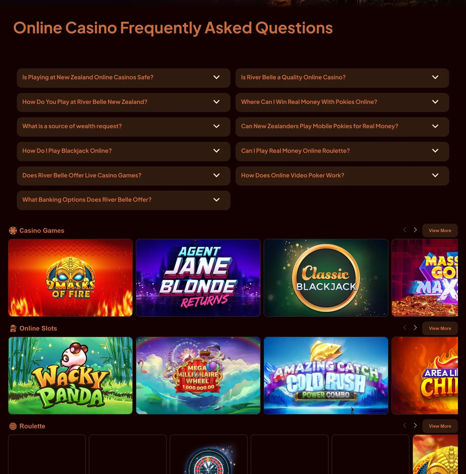River Belle Casino FAQ and customer service section
