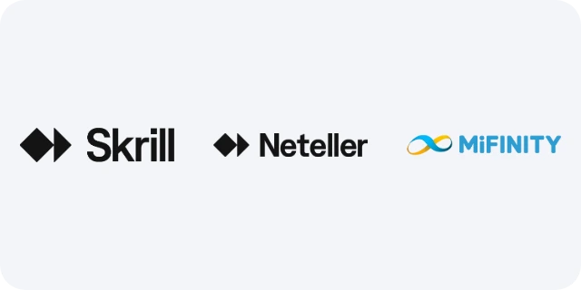 Skrill, Neteller and MiFinity logos
