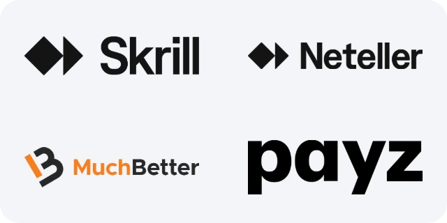 Skrill, Neteller, MuchBetter and Payz logos