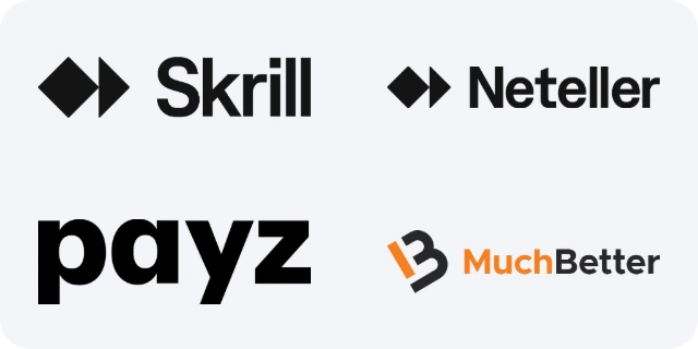 Skrill, Neteller, Payz and MuchBetter logos
