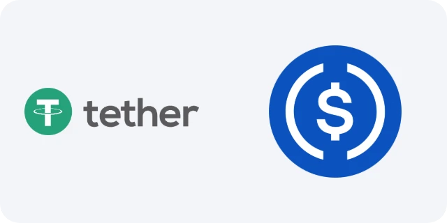 Tether and USDC logos
